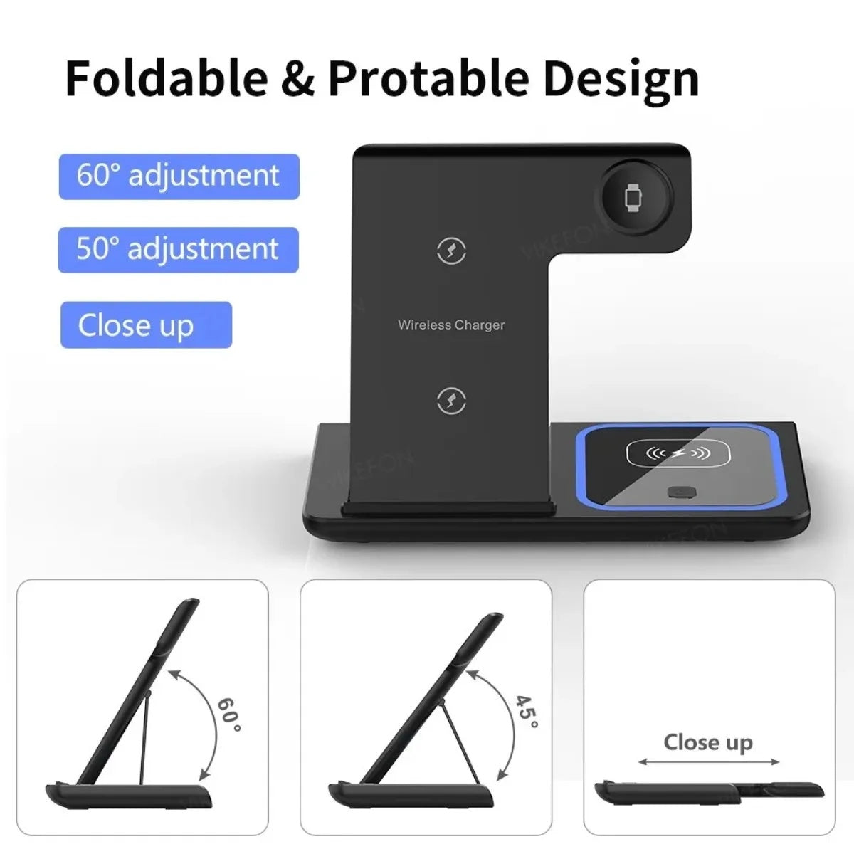 3-in-1 Wireless Travel Charging Stand For 16-12 Pro Max, IWatch S10-2 SE Ultra, AirPods 4 3 Pro, Foldable Fast Charging Station