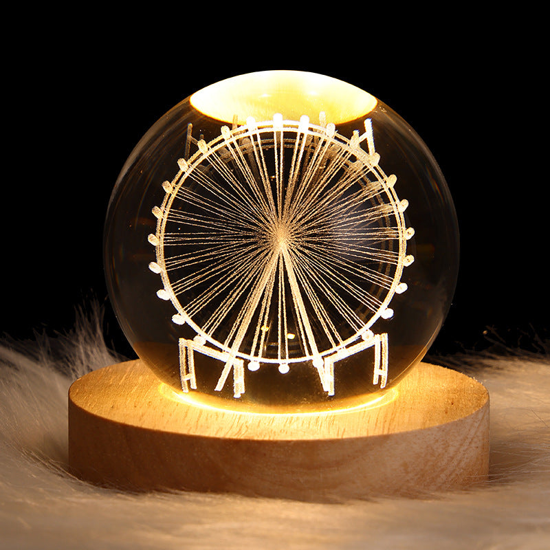 LED Night Light Galaxy Crystal Ball Table Lamp 3D Planet Moon Lamp Bedroom Home Decor For Kids & Adult Birthday Gifts