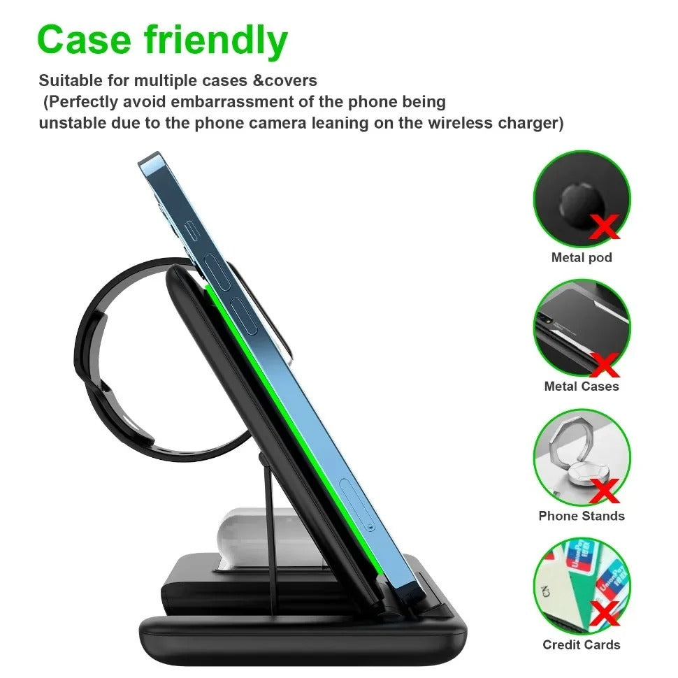 3-in-1 Wireless Travel Charging Stand For 16-12 Pro Max, IWatch S10-2 SE Ultra, AirPods 4 3 Pro, Foldable Fast Charging Station