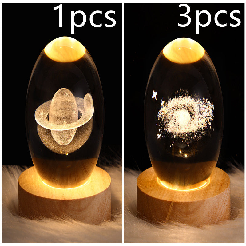 LED Night Light Galaxy Crystal Ball Table Lamp 3D Planet Moon Lamp Bedroom Home Decor For Kids & Adult Birthday Gifts