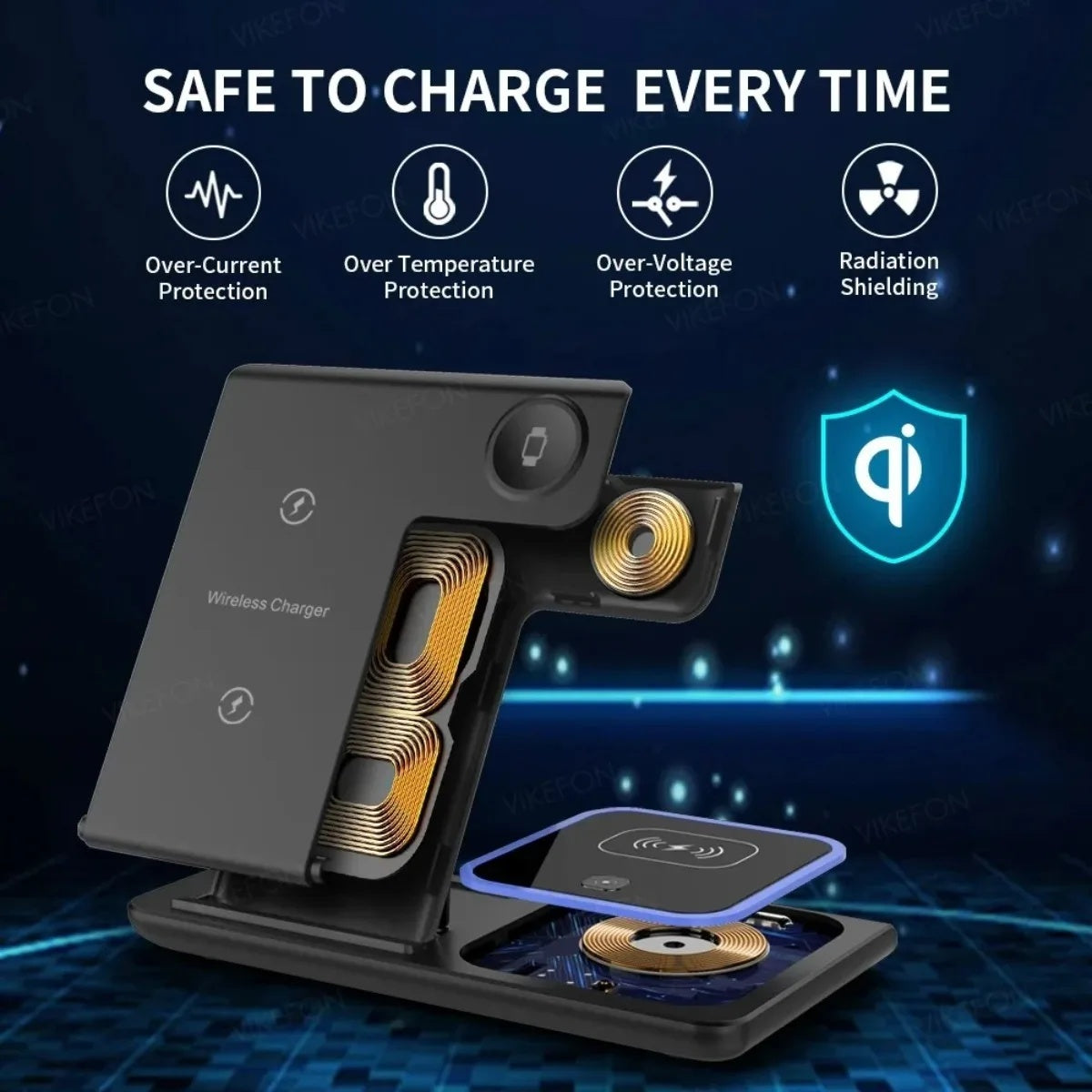 3-in-1 Wireless Travel Charging Stand For 16-12 Pro Max, IWatch S10-2 SE Ultra, AirPods 4 3 Pro, Foldable Fast Charging Station