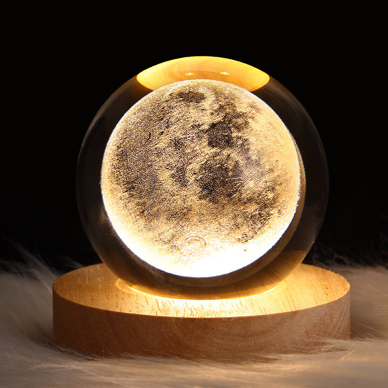 LED Night Light Galaxy Crystal Ball Table Lamp 3D Planet Moon Lamp Bedroom Home Decor For Kids & Adult Birthday Gifts