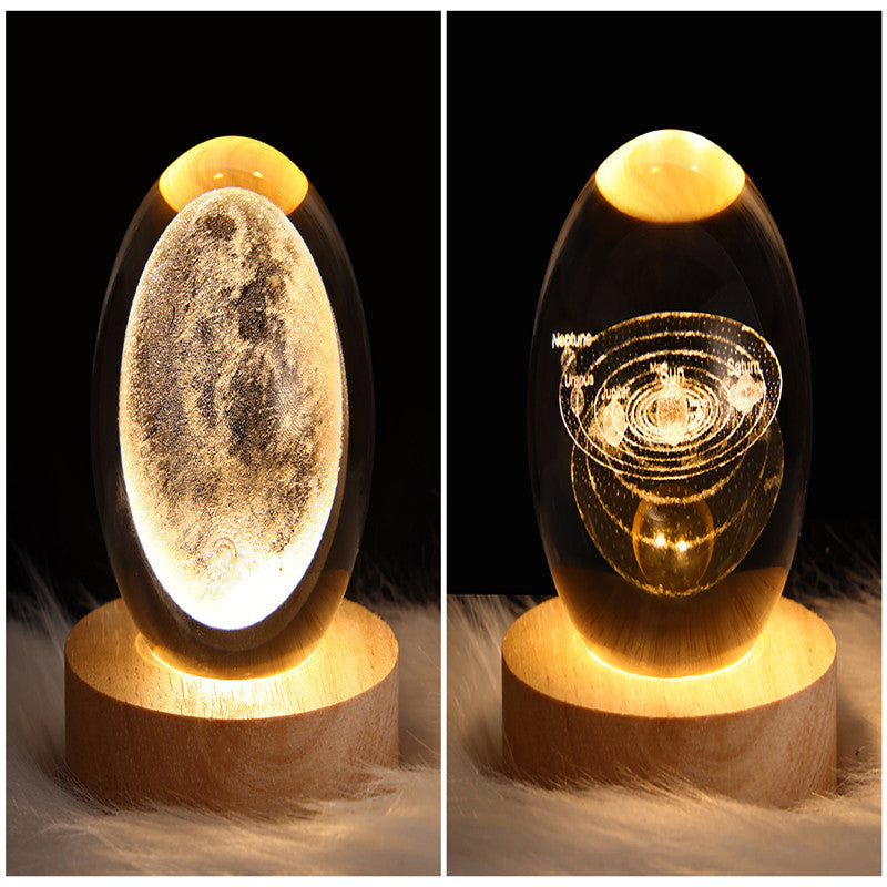 LED Night Light Galaxy Crystal Ball Table Lamp 3D Planet Moon Lamp Bedroom Home Decor For Kids & Adult Birthday Gifts