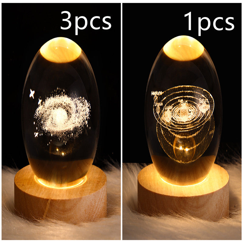 LED Night Light Galaxy Crystal Ball Table Lamp 3D Planet Moon Lamp Bedroom Home Decor For Kids & Adult Birthday Gifts