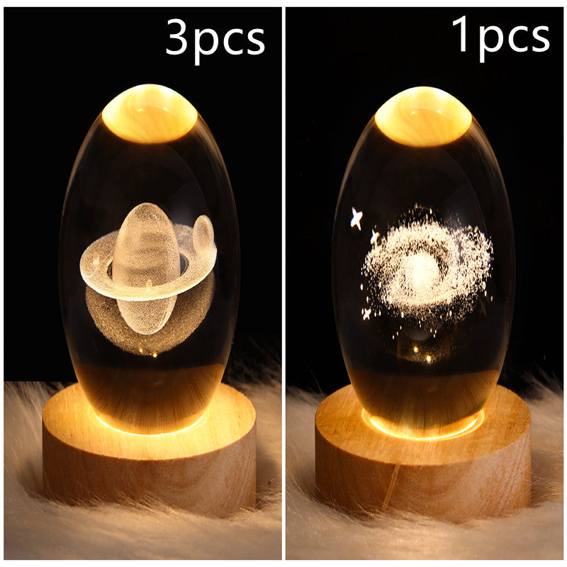 LED Night Light Galaxy Crystal Ball Table Lamp 3D Planet Moon Lamp Bedroom Home Decor For Kids & Adult Birthday Gifts