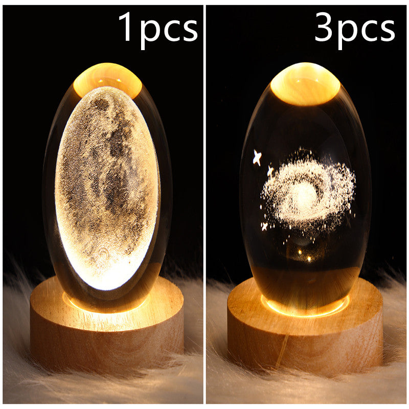 LED Night Light Galaxy Crystal Ball Table Lamp 3D Planet Moon Lamp Bedroom Home Decor For Kids & Adult Birthday Gifts