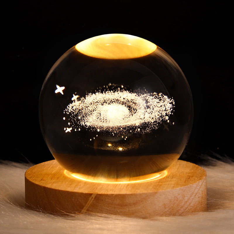 LED Night Light Galaxy Crystal Ball Table Lamp 3D Planet Moon Lamp Bedroom Home Decor For Kids & Adult Birthday Gifts