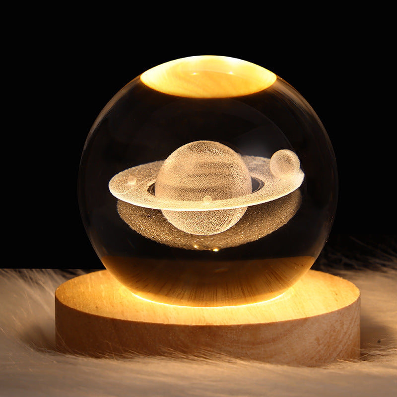 LED Night Light Galaxy Crystal Ball Table Lamp 3D Planet Moon Lamp Bedroom Home Decor For Kids & Adult Birthday Gifts