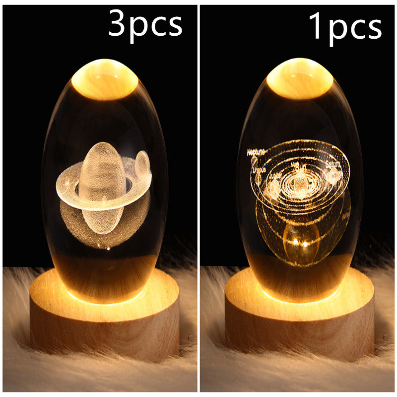 LED Night Light Galaxy Crystal Ball Table Lamp 3D Planet Moon Lamp Bedroom Home Decor For Kids & Adult Birthday Gifts