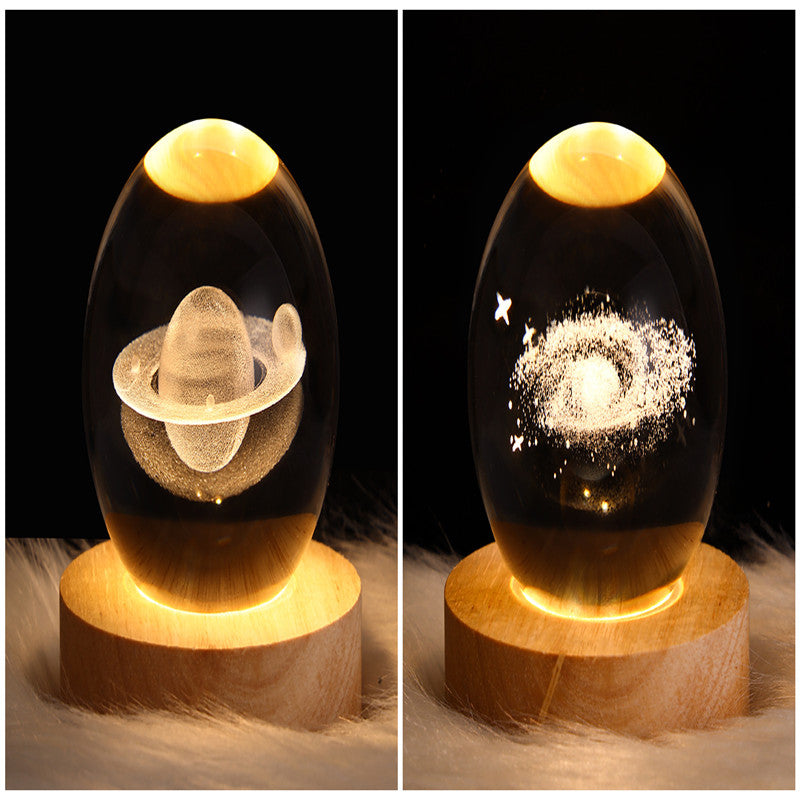 LED Night Light Galaxy Crystal Ball Table Lamp 3D Planet Moon Lamp Bedroom Home Decor For Kids & Adult Birthday Gifts