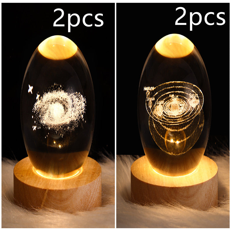 LED Night Light Galaxy Crystal Ball Table Lamp 3D Planet Moon Lamp Bedroom Home Decor For Kids & Adult Birthday Gifts