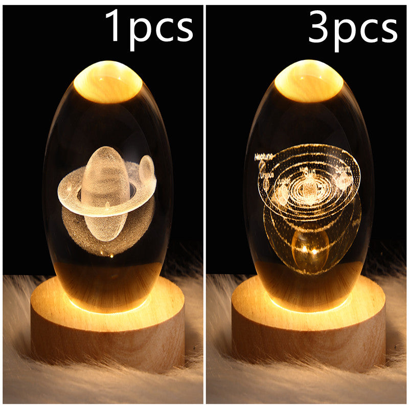 LED Night Light Galaxy Crystal Ball Table Lamp 3D Planet Moon Lamp Bedroom Home Decor For Kids & Adult Birthday Gifts