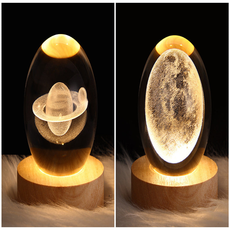 LED Night Light Galaxy Crystal Ball Table Lamp 3D Planet Moon Lamp Bedroom Home Decor For Kids & Adult Birthday Gifts