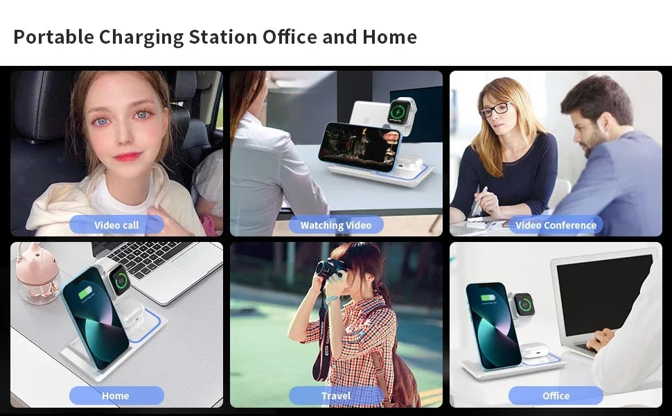 3-in-1 Wireless Travel Charging Stand For 16-12 Pro Max, IWatch S10-2 SE Ultra, AirPods 4 3 Pro, Foldable Fast Charging Station
