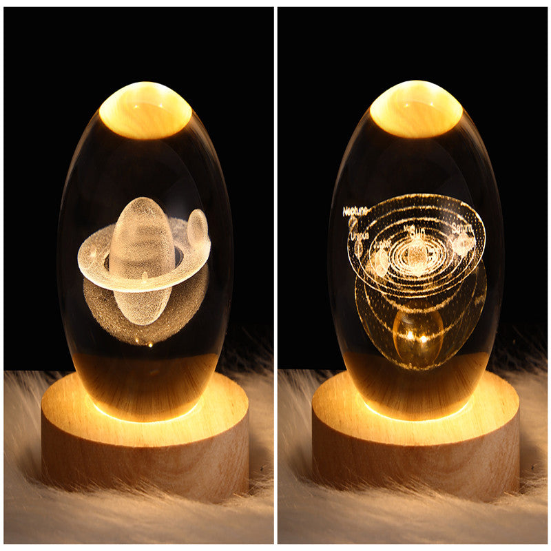LED Night Light Galaxy Crystal Ball Table Lamp 3D Planet Moon Lamp Bedroom Home Decor For Kids & Adult Birthday Gifts