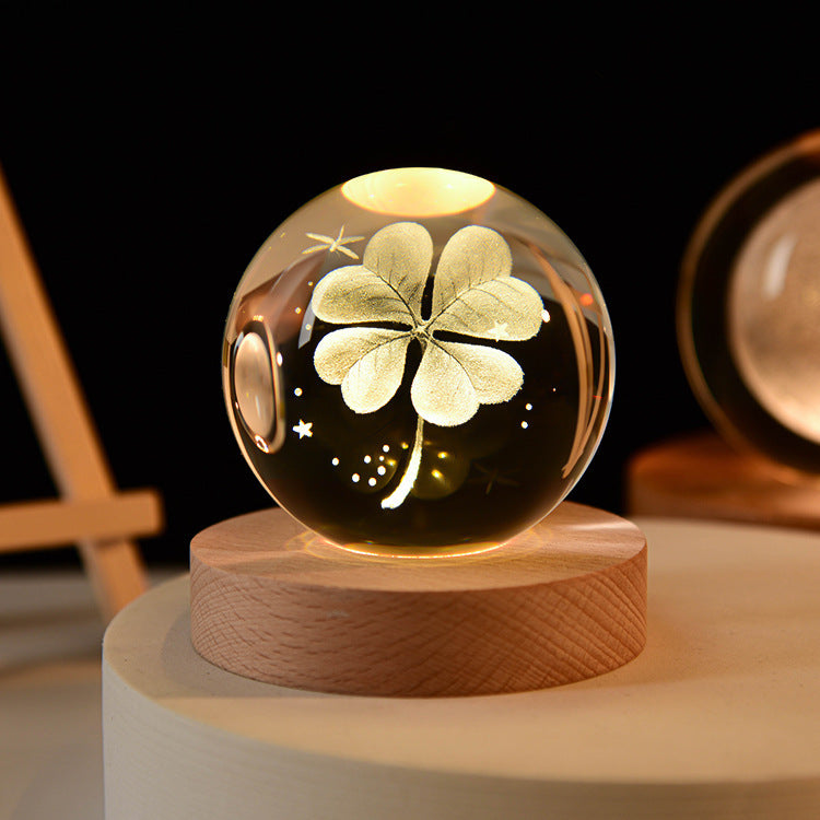 LED Night Light Galaxy Crystal Ball Table Lamp 3D Planet Moon Lamp Bedroom Home Decor For Kids & Adult Birthday Gifts