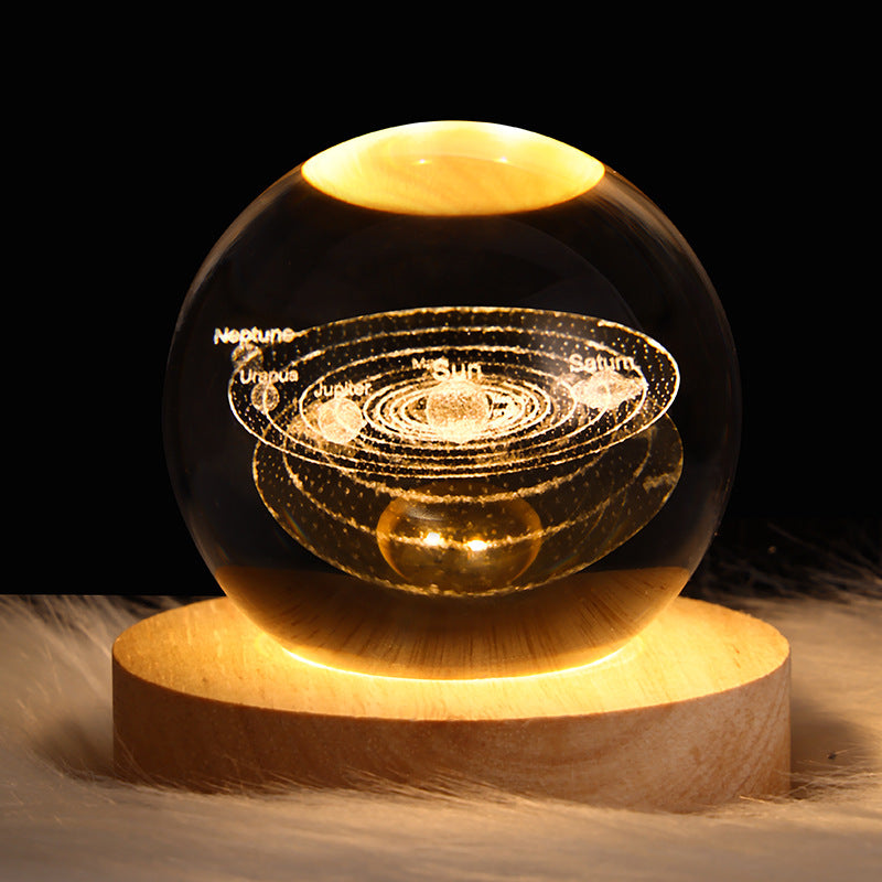 LED Night Light Galaxy Crystal Ball Table Lamp 3D Planet Moon Lamp Bedroom Home Decor For Kids & Adult Birthday Gifts