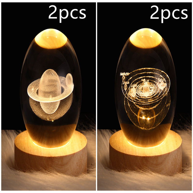 LED Night Light Galaxy Crystal Ball Table Lamp 3D Planet Moon Lamp Bedroom Home Decor For Kids & Adult Birthday Gifts